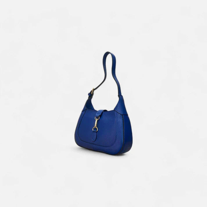 Bolso Midi azul 1961 de Piel Italiana con Detalles Dorados