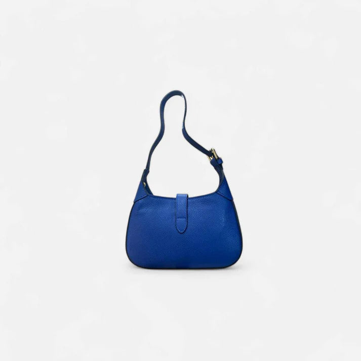 Bolso Midi azul 1961 de Piel Italiana con Detalles Dorados