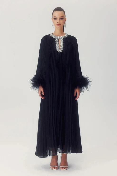 Vestido con Plumas Diamante de Paula