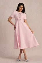 Vestido con lazo y adornos de cristales Zoe
